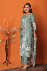 "Seafoam Serenity Floral Printed Suit Set"