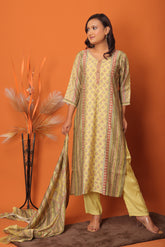 "Sunlit Charm Printed Three-Piece Suit"