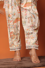 "Ivory Elegance – Embroidered Kurta Set with Lace Detailing"