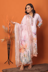 "Blush Blossom – Pastel Pink Floral Embroidered 3Pc Readymade Suit Set"