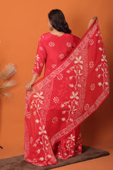 "Ruby Radiance – Red Floral Printed Palazzo Set"