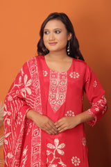 "Ruby Radiance – Red Floral Printed Palazzo Set"
