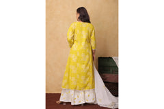 "Sunlit Bloom – Yellow and White Embroidered 3-Piece Lawn Suit"