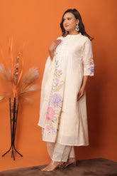 "Ivory Garden Hand-Painted Anarkali Set"