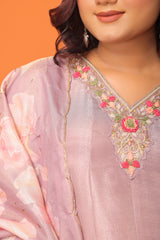 "Lilac Glow Embroidered Silk Anarkali Set".