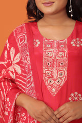 "Ruby Radiance – Red Floral Printed Palazzo Set"